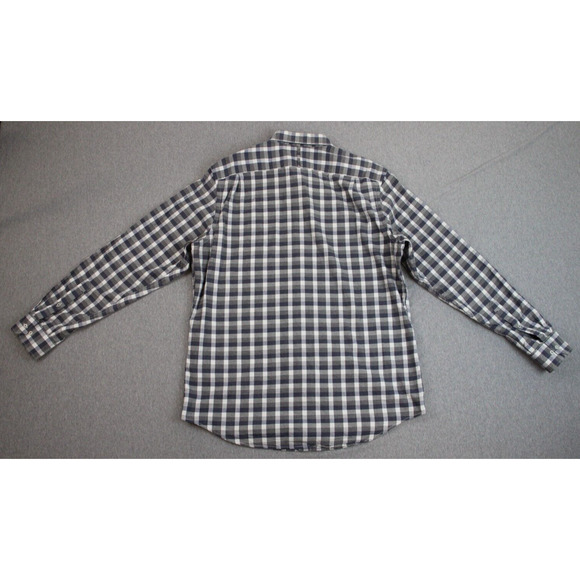Banana Republic Luxe Flannel Mens Size L Gray Slim Fit Long Sleeve Check Shirt - Picture 2 of 7